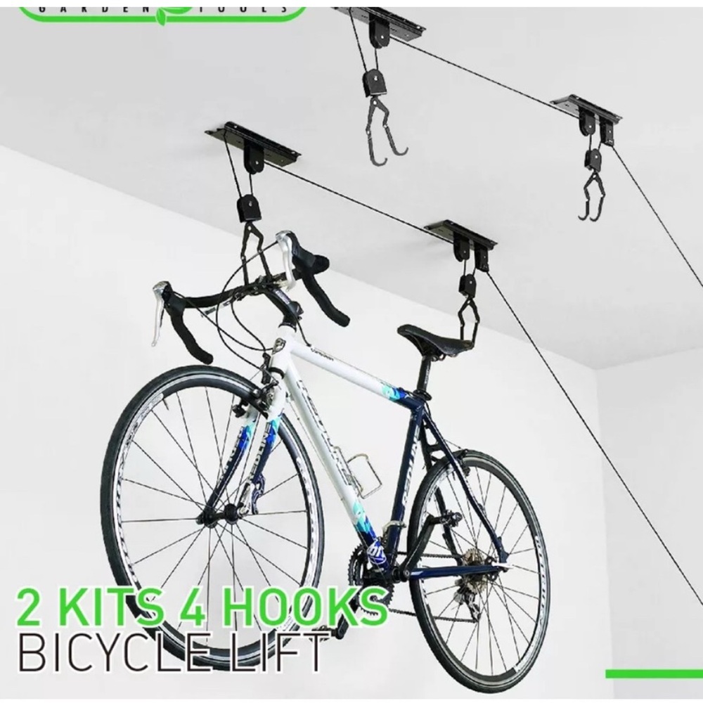 Ceiling Mounted Bike Lift Hoist “Set is For 2-Bicycles”  EUC